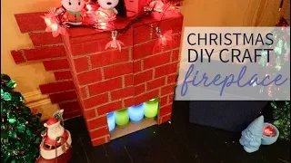 Christmas Craft DIY Cardboard Fireplace