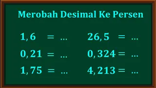 Cara merubah bentuk pecahan desimal ke bentuk persen. Dari soal termudah sampai yang tersulit