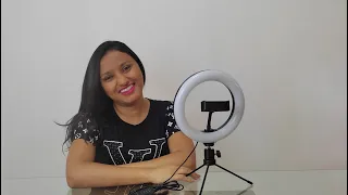 Como montar uma Ring Light 8 polegadas 20 cm / iluminador de luz com tripé e suporte de celular.