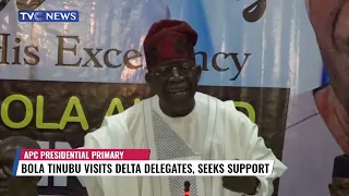 VIDEO: Tinubu Visits Delta Delegates, Seeks Support for Presidential Ambition