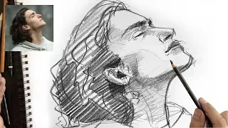 Sketching a face with pencil - How to sketch a male quickly in side view