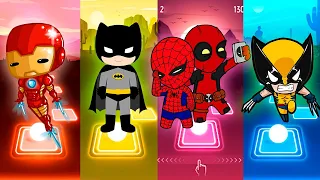 Iron Man vs Batman vs Spider Man and Deadpool vs Wolverine l Superhero in Tiles Hop EDM RUSH