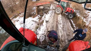 We Saved the Tractor Sliding on the Icy Road!