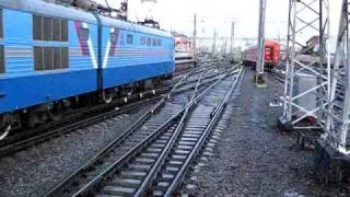 Trains #1 "Krasnaya Strela"  and #3 "Express" depart Moscovy railway terminal.