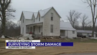 Surveying storm damage in Humphreys County