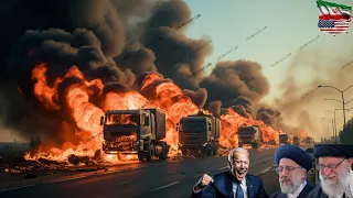 10 minutes ago!  Convoy of Iranian Oil Trucks Carrying 1 Million Tons of Oil Burned Down by US Missi
