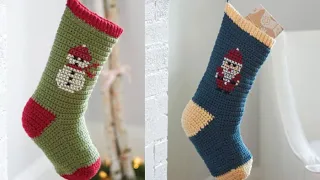 Left Hand: Crochet Cross Stitch Christmas Stocking | EASY | The Crochet Crowd