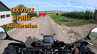 BENELLI TRK 702X acceleration UPHILL (BIG SLOPE!!! 0 - 100 and more)
