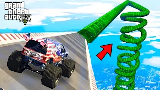 99.996% People Fall Down In Water In This Parkour Race With Monster Truck In GTA 5!