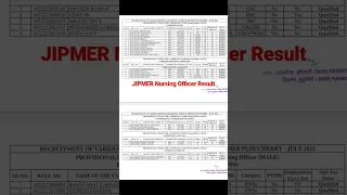 JIPMER Nursing Officer Result 22#nursingofficer #staffnurse #jipmer#shorts#viral#thenursingofficersb