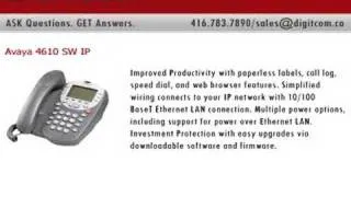 Avaya 4610 SW IP, Digitcom.ca Telephone Systems VoIP