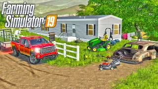 MOWING OLD TRAILER PARK JOHN DEERE & HONDA MOWERS | (ROLEPLAY) FARMING SIMULATOR 2019