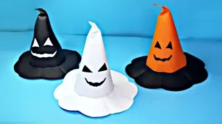 DIY  - How to Make Scary Witch Hat on Halloween // Easy Paper Decoration