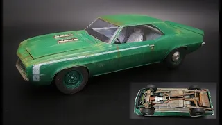 Barn Find 1969 Chevy Camaro SS RS 396 1/25 Scale Model Kit Build How To Fade Weather Rust Decal
