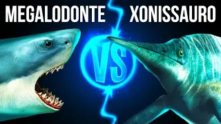 Megalodonte vs  o Grande Dinossauro Dos Mares Numa Batalha Definitiva