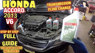 2013 Honda Accord V6 ATF DW1 fluid change with torque secs on drai PLUG || Must fush every 30K Miles