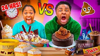 EATING ONLY VANILLA VS CHOCOLATE FOOD FOR 24 HOURS!