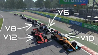 V12 VS V10 VS V8 VS V6 ENGINE | WHAT IF F1 HAD DIFFERENT ENGINE FORMULAS? | F1 2020 Game Experiment