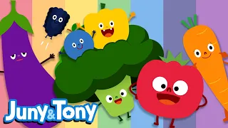 Colorful Fruits and Vegetables | Color Songs for Kids | Fruit & Veggie Songs | JunyTony