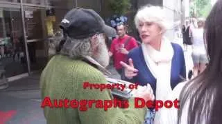 Helen Mirren signing autographs and chatting with Radioman in NYC