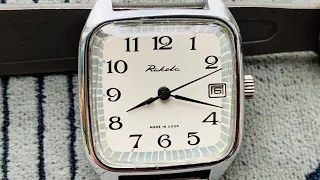 Collectible Watch RAKETA square case form PChZ made in USSR/Men's Wrist Watch Ракета Rocket montre