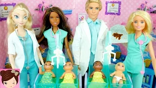 New Barbie Baby Doctor  - Dr. Elsa & Anna Take Care of Babies at Hospital Playset