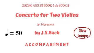 BACH Concerto for TWO Violins (1st mov)(Suzuki Book 4 & 5)Scrolling Score ACCOMPANIMENT - Slow Tempo