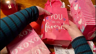 Opening Valentines Gift Package! (No talking version) Candy, Tissue paper & gift bag crinkles! ASMR