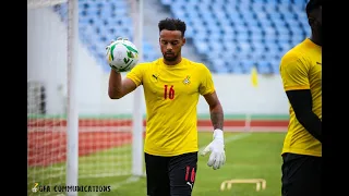 New Black Stars goalkeeper Jojo Wollacott completing some drills in training