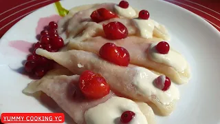 Ukrainian dumplings with cherries. Vareniki. Ukrainian food.