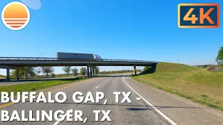 Buffalo Gap, Texas to Ballinger, Texas. 🚘 Drive With Me on an UltraHD 4K Real Time Driving Tour.
