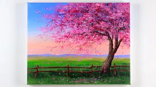 Spring Painting | Cherry Blossom Painting | Acrylic Painting for Beginners