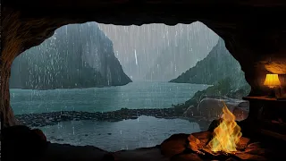 🌧️ Soothing Rain Sounds for Relief Stress | Heavy Rain with Bonfire for Deep Sleep and Relaxing