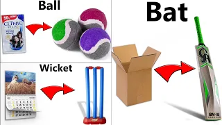 3 Easy Cricket Kits Making Video | how to make cricket ball, bat, wicket at home easy |