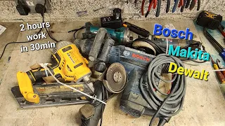 Repairing a bunch of Makita, Bosch and dewalt power tools. 2 hours work, rolled into 30mins.