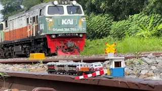 Kereta Api CC206 Anjlok Menabrak Pos Palang Pintu Perlintasan di Atas Rel - Mainan Kereta Api Kecil