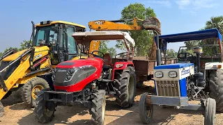 JCB 3DX Backhoe Loader And Mahindra Yuvo And Swaraj Tractor Working For Road Construction | Jcb 3dx