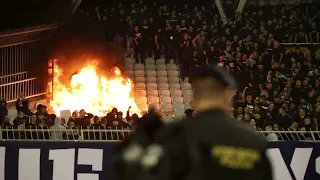 Dinamovi navijači zapalili stolice na južnoj tribini stadiona Poljud