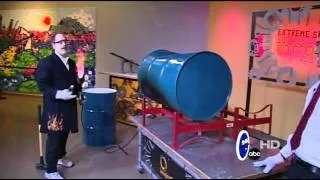 Crush a 55 gallon drum with air pressure