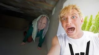 HIDING in ABANDONED HOTEL from SCARY OLD LADY!!