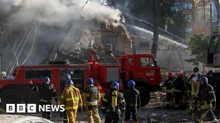 Russia hits Ukrainian capital Kyiv with wave of kamikaze drones  - BBC News