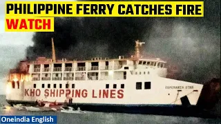 Philippine Ferry with 120 people on board catches fire at sea, rescue underway | Oneindia News