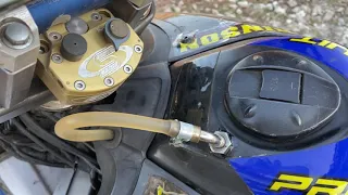 Yamaha XT660R Rally on motocross track. New mods, auxiliary fuel tank.