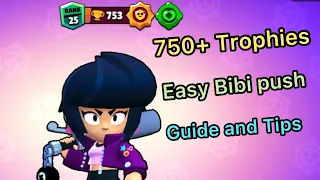 How to easily push a brawler to rank 30 / 25 in solo showdown with 750 trophy Bibi gameplay and tips