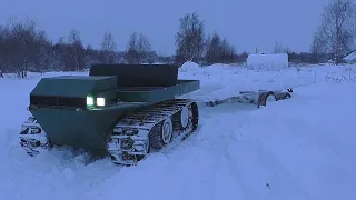 ВЕЗДЕХОД-САМОДЕЛКА"ШАЙТАН"-ТАЩИМ БОЛЬШОЙ АВТОПРИЦЕП ПО СНЕЖНОЙ ЦЕЛИНЕ! СПРАВИТСЯ ИЛИ НЕТ?!