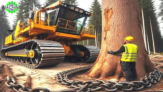 999 Dangerous Fastest Chainsaw Cutting Tree Machine - Heavy Biggest Felling Tree Machine Working