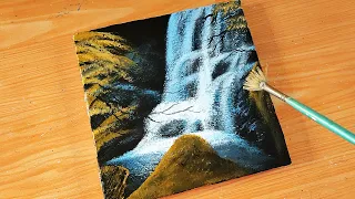 The Easiest Way to Draw Hidden Waterfall/ Acrylic Painting Technique