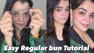 Easy Regular Bun Tutorial #hairstyle #buntutorial #trending