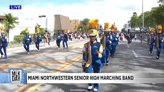 Miami Northwestern Senior High School marching band performs at MLK Day parade