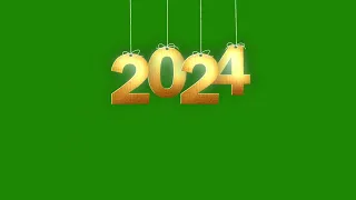 2024 Happy New Year Hanging Thread Animation Green Screen No Copyright Video Footage